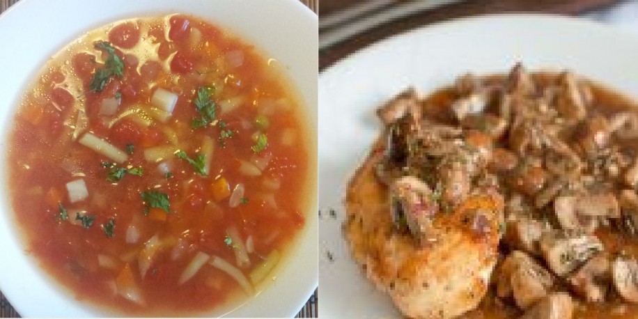 Meniu Ciorba de Legume si Pui cu Ciuperci